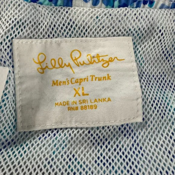 Lilly Pulitzer Swim Trunks Mens XL‎ Turquoise Oasis Shell Me You Love Me SW-2104